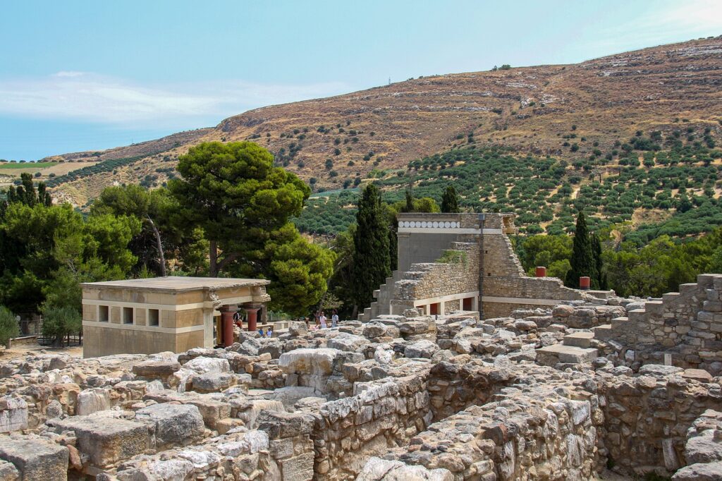 Der "Palast" von Knossos, der Schauplatz des historischen Kriminalromans "Der Prinz im Labyrinth" 