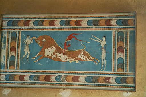 Stierfresko im Palast von Knossos