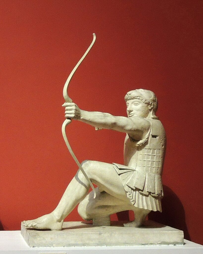 Griechischer Krieger vom Aphaia-Tempel mit Bogen, Vorlage für meine Romanfigur Theseus