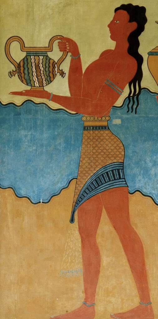 Minoisches Fresko aus Knossos, ein junger Mann mit einem Henkelgefäß, Romanfiguren-Vorlage für Ikarus