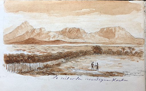 Ägyptische Landschaft mit Nil und Bergen. Charles-Frédéric Chassériau (1802-1896)